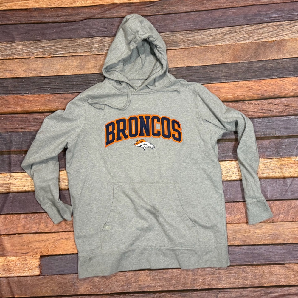 NFL Broncos Gray Hoodie with Orange and Navy Logo